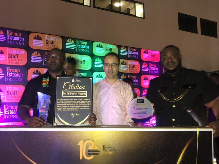 ABRAHAM TAWIAH WINS OVERALL BEST WORKER AT THE 2023 ESTAARON VENTURES LIMITED EXCELLENCE AWARDS